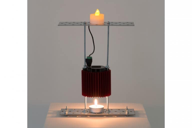 VADIM FISHKIN | Prometheus Electronic, 2013 | candle, thermoelectric generator, electric candle | cm. 35x20x6 | Ed. of 3+AP