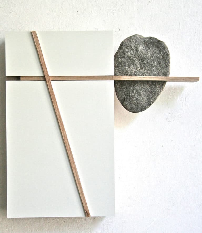 Buitenboord (outboard), 2014 | hpl-plate, ash and stone | cm. 27 x 28 x 6