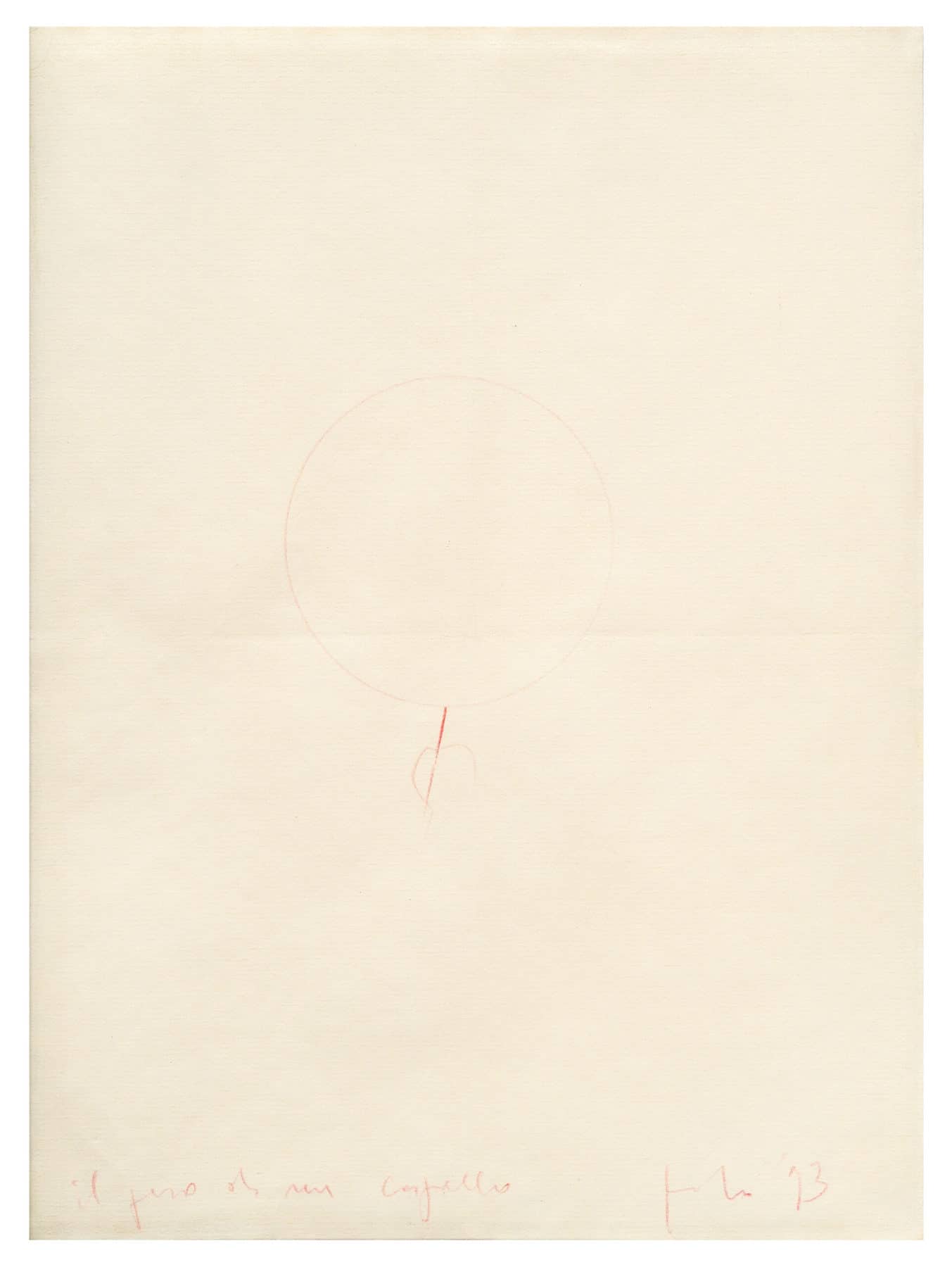 Luciano Fabro | Il peso di un capello, 1993 | pencil on paper | cm. 31.9 x 23.9 | Courtesy Collezione Ramo, Milano